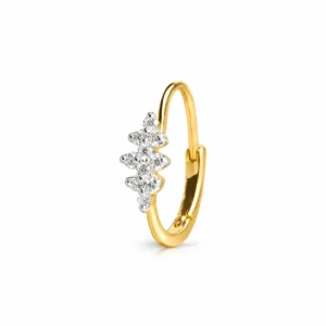 Diamond Vine Lab Grown Diamond Nose Ring Side View in Yellow Gold