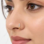 Diamond Vine Lab Grown Diamond Nose Ring on Woman Model