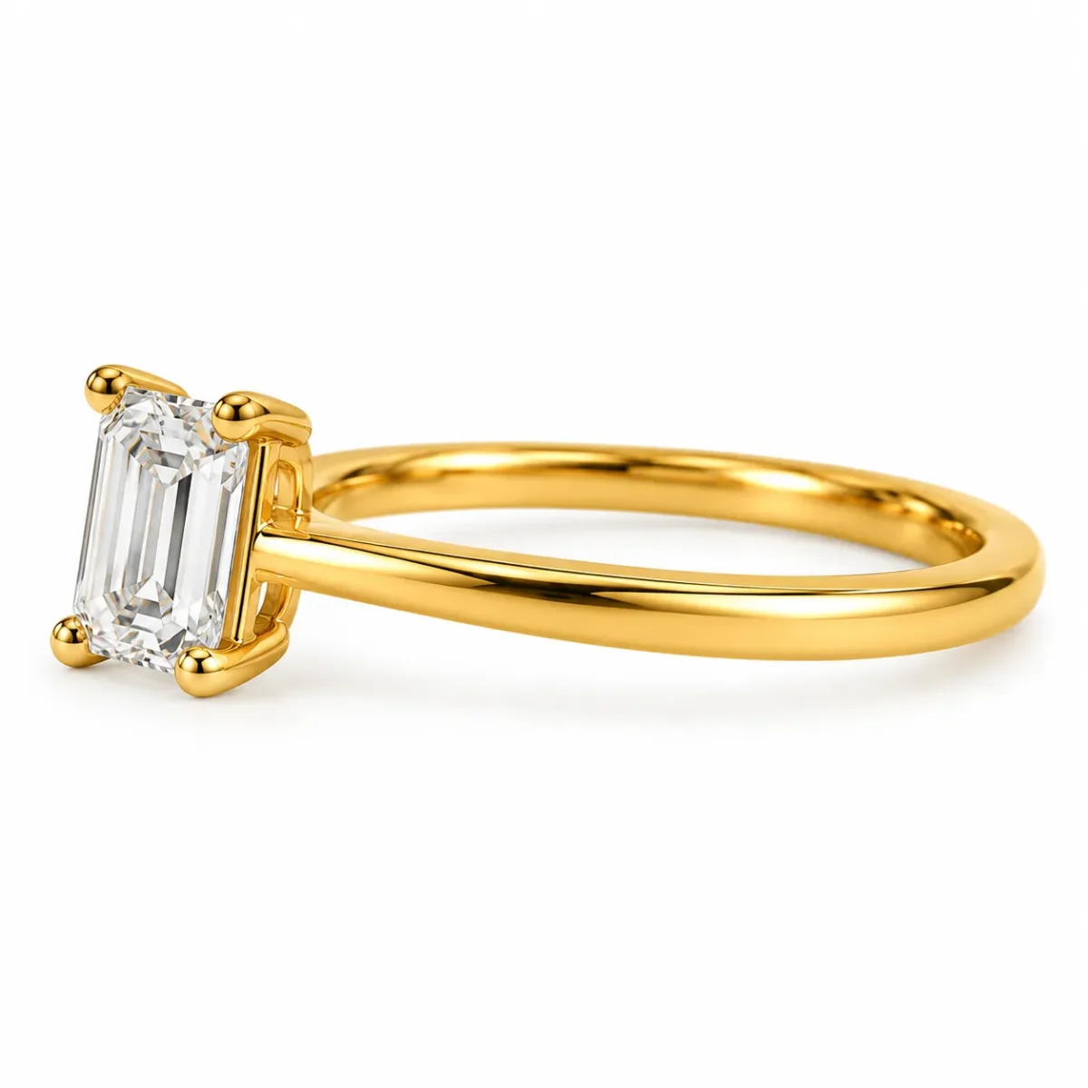 Emerald Cut (0.50 Carat) Lab Grown Diamond Ring |18K Gold Ring - Image 3