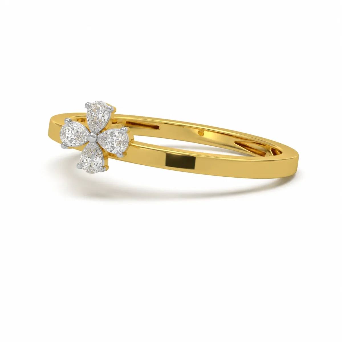 Flower Shape Lab Grown Diamond Ring for Women in 18K Gold - Image 2