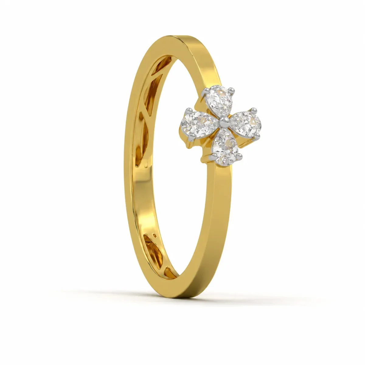 Flower Shape Lab Grown Diamond Ring for Women in 18K Gold - Image 3