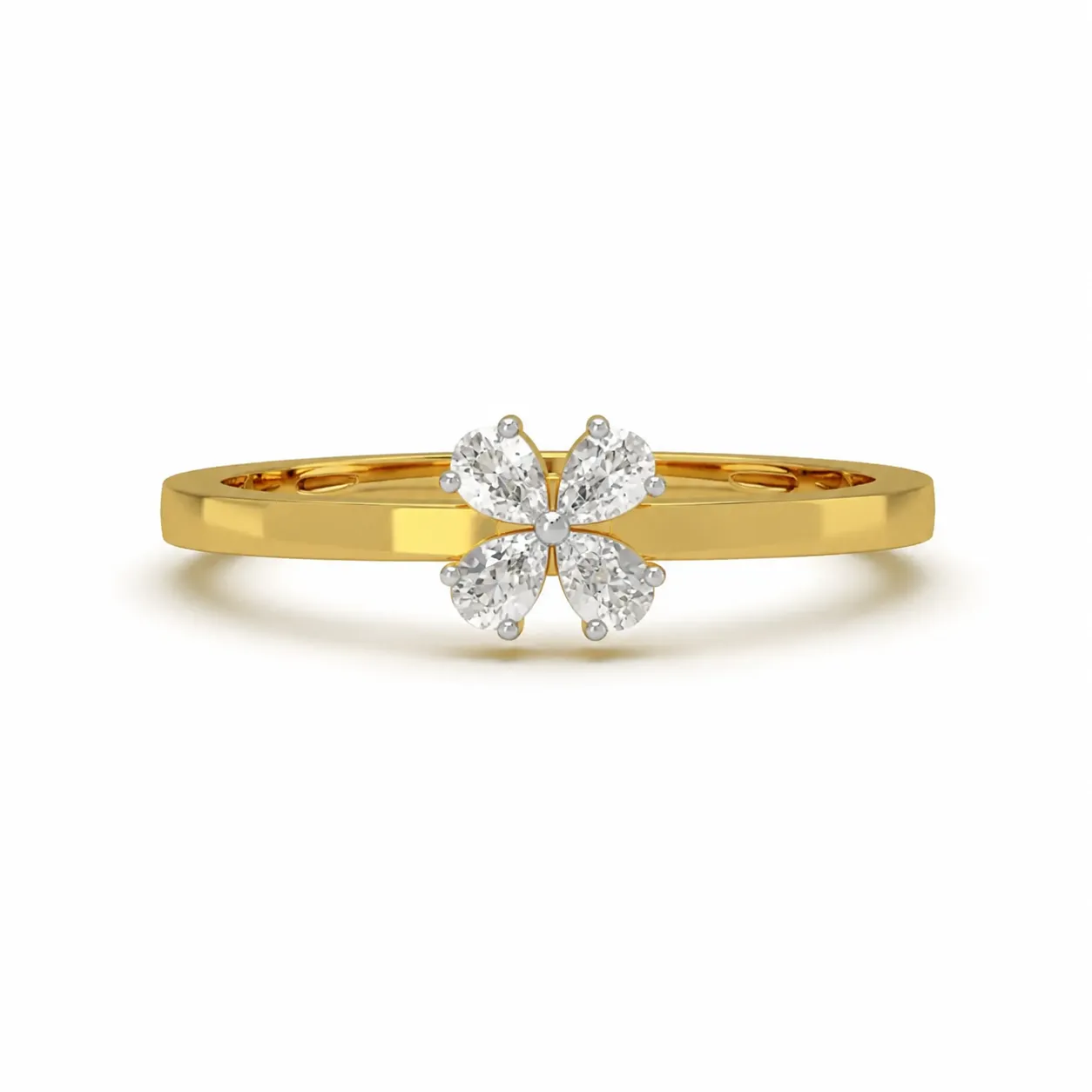 Flower Shape Lab Grown Diamond Ring for Women in 18K Gold (6) Flower Shape Lab Grown Diamond Ring for Women in 18K Gold featuring a floral-inspired diamond cluster design with brilliant sparkling lab-grown diamonds.