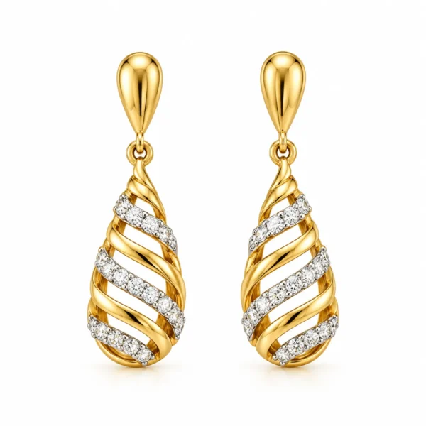 Spiral Lab Grown Diamond Drop Earrings for Women 0.60 Carat