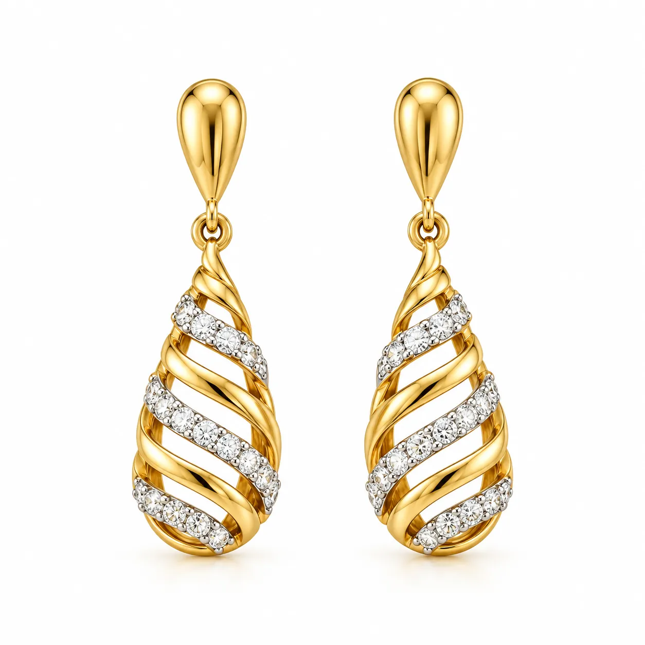 Spiral Lab Grown Diamond Drop Earrings for Women 0.60 Carat