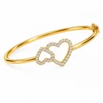 18K double heart lab grown diamond gold bracelet for women