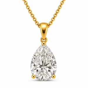 18K Gold Pear Cut Lab Grown Diamond Solitaire Pendant for Women