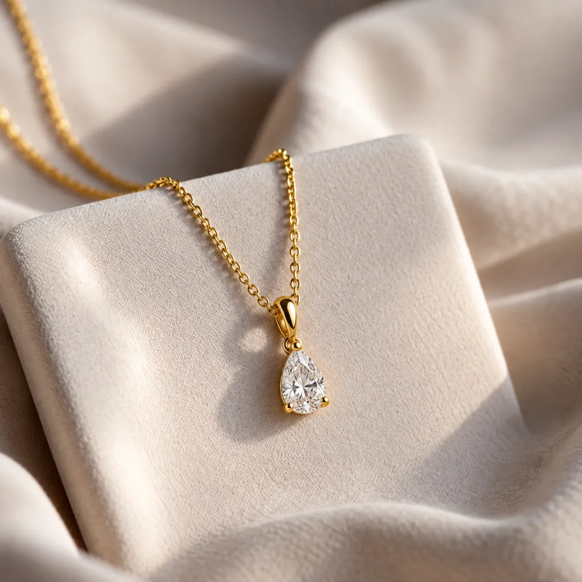 Pear Shape Lab Grown Diamond Solitaire Pendant in Gold - Image 3