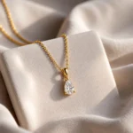 Pear Shape Lab Grown Diamond Solitaire Pendant in Gold - Image 3