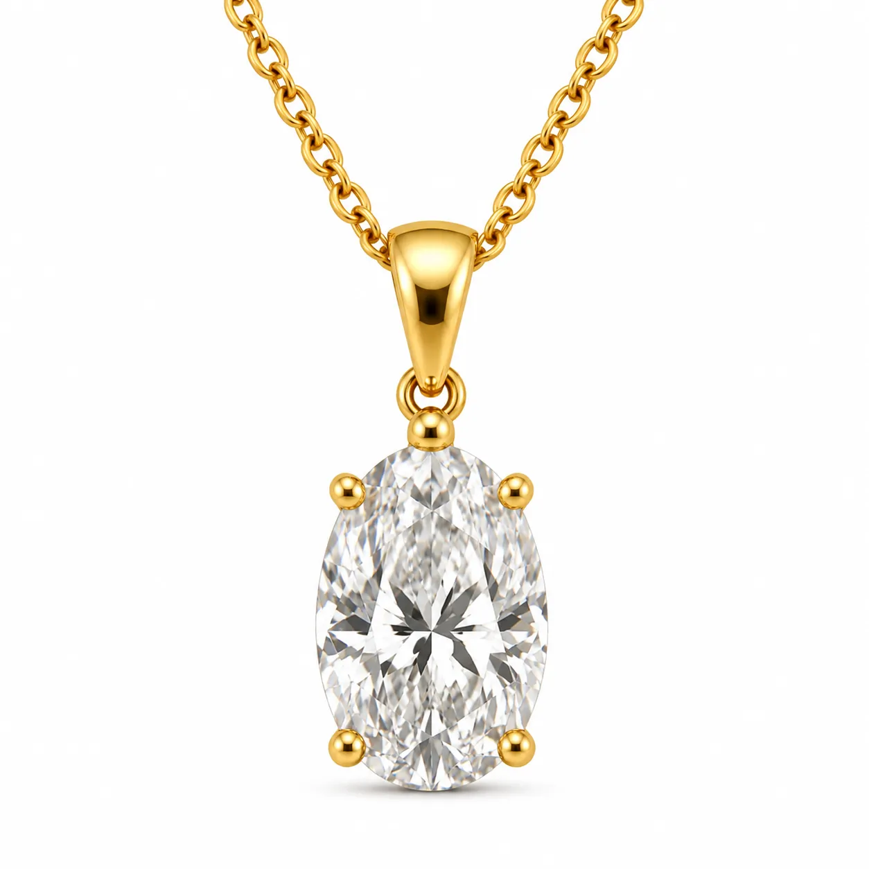 18K Gold Oval Cut Lab Grown Diamond Solitaire Pendant 18K Gold Oval Cut Lab Grown Diamond Solitaire Pendant for Women