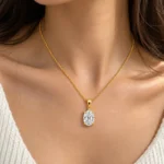 Oval Solitaire Pendant – Elegant Minimal Jewellery for Everyday Luxury - Image 2