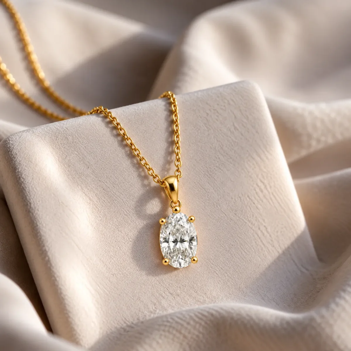 Oval Solitaire Pendant – Elegant Minimal Jewellery for Everyday Luxury - Image 3