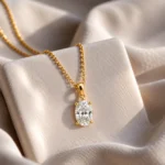 Oval Solitaire Pendant – Elegant Minimal Jewellery for Everyday Luxury - Image 3