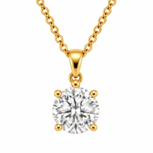 18K Gold Round Cut Lab Grown Diamond Solitaire Pendant for Women