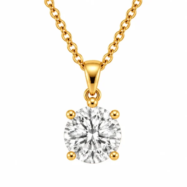 18K Gold Round Cut Lab Grown Diamond Solitaire Pendant for Women