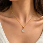 Classic Round Solitaire Lab Grown Diamond Pendant in Gold - Image 2