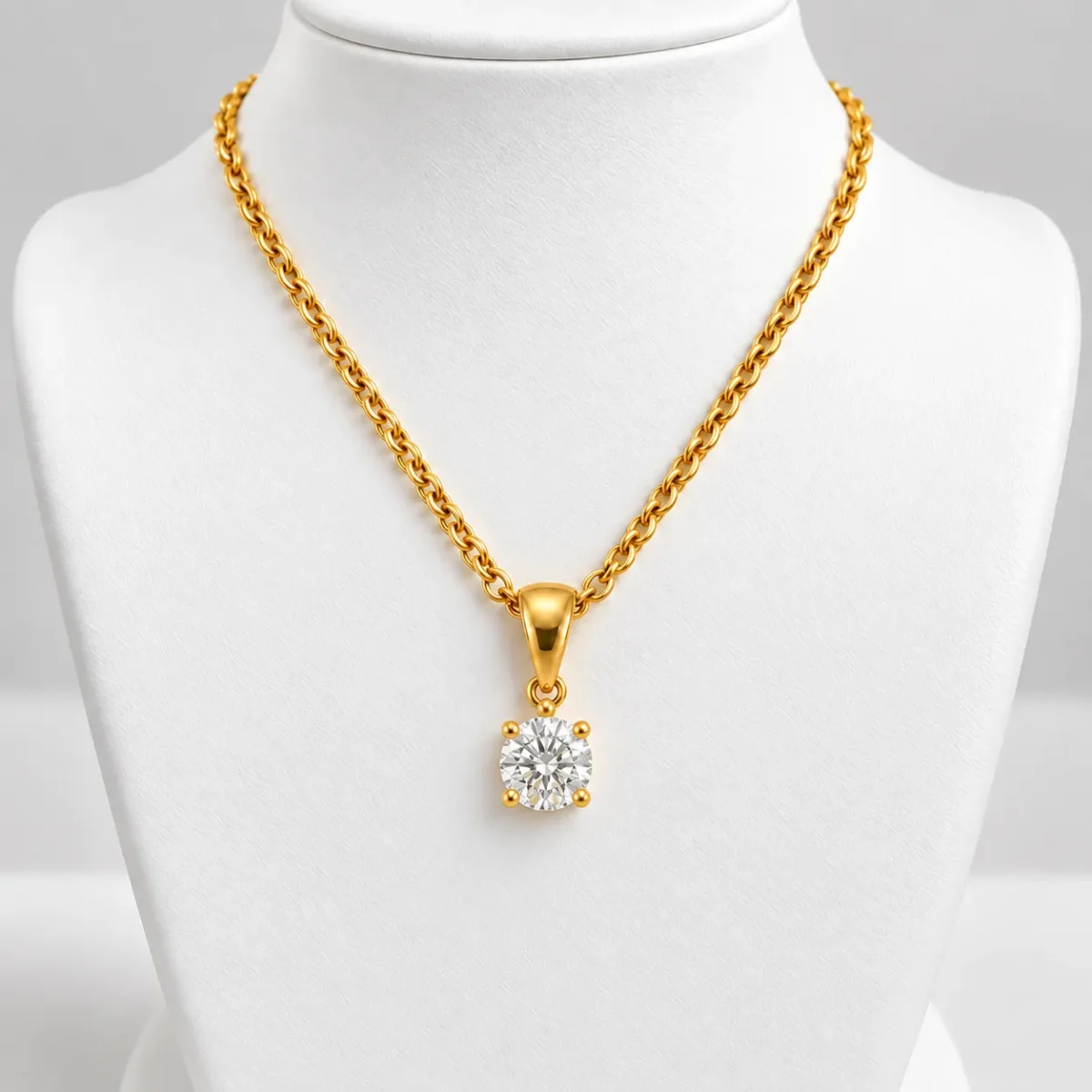 Classic Round Solitaire Lab Grown Diamond Pendant in Gold - Image 4