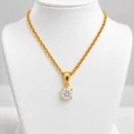 Classic Round Solitaire Lab Grown Diamond Pendant in Gold - Image 4