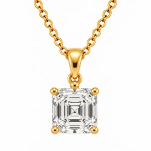 18K Gold Asscher Cut Lab Grown Diamond Solitaire Pendant for Women
