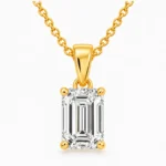 18K Gold Emerald Cut Lab Grown Diamond Solitaire Pendant for Women