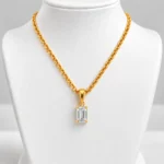 Emerald Cut Lab Grown Diamond Solitaire Pendant in Gold - Image 4