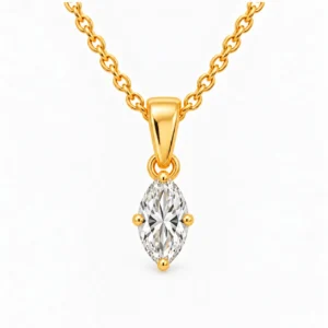18K Gold Marquise Cut Lab Grown Diamond Solitaire Pendant for Women