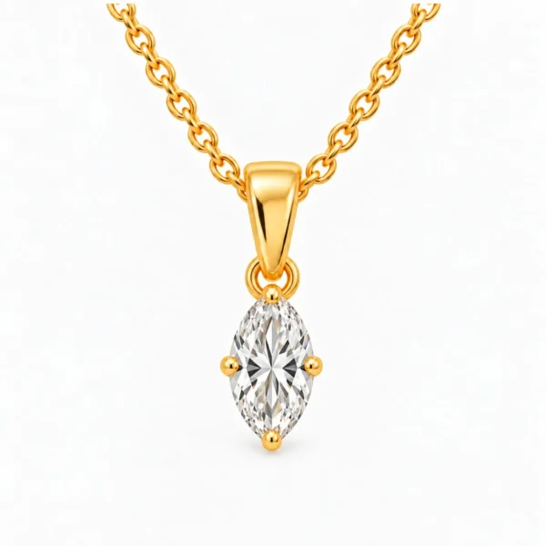 18K Gold Marquise Cut Lab Grown Diamond Solitaire Pendant for Women
