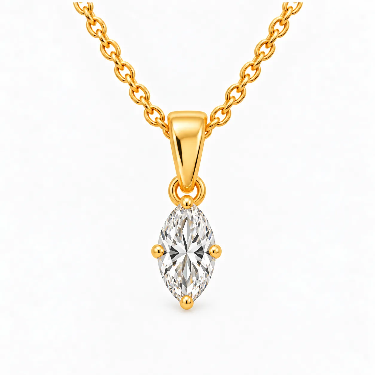 18K Gold Marquise Cut Lab Grown Diamond Solitaire Pendant 18K Gold Marquise Cut Lab Grown Diamond Solitaire Pendant for Women
