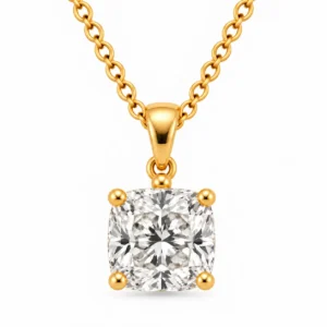 18K Gold Cushion Cut Lab Grown Diamond Solitaire Pendant for Women