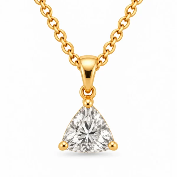 18K Gold Trillion Cut Lab Grown Diamond Solitaire Pendant for Women