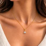 Trillion Cut Lab Grown Diamond Solitaire Pendant in Gold - Image 2