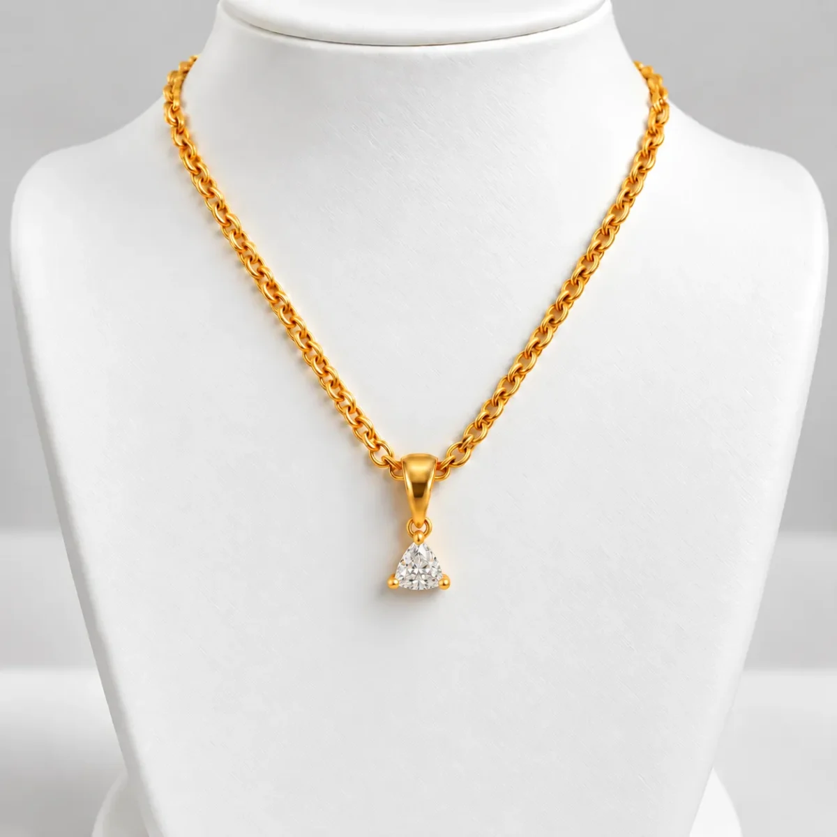 Trillion Cut Lab Grown Diamond Solitaire Pendant in Gold - Image 4