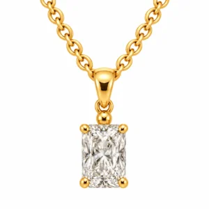 18K Gold Radiant Cut Lab Grown Diamond Solitaire Pendant for Women