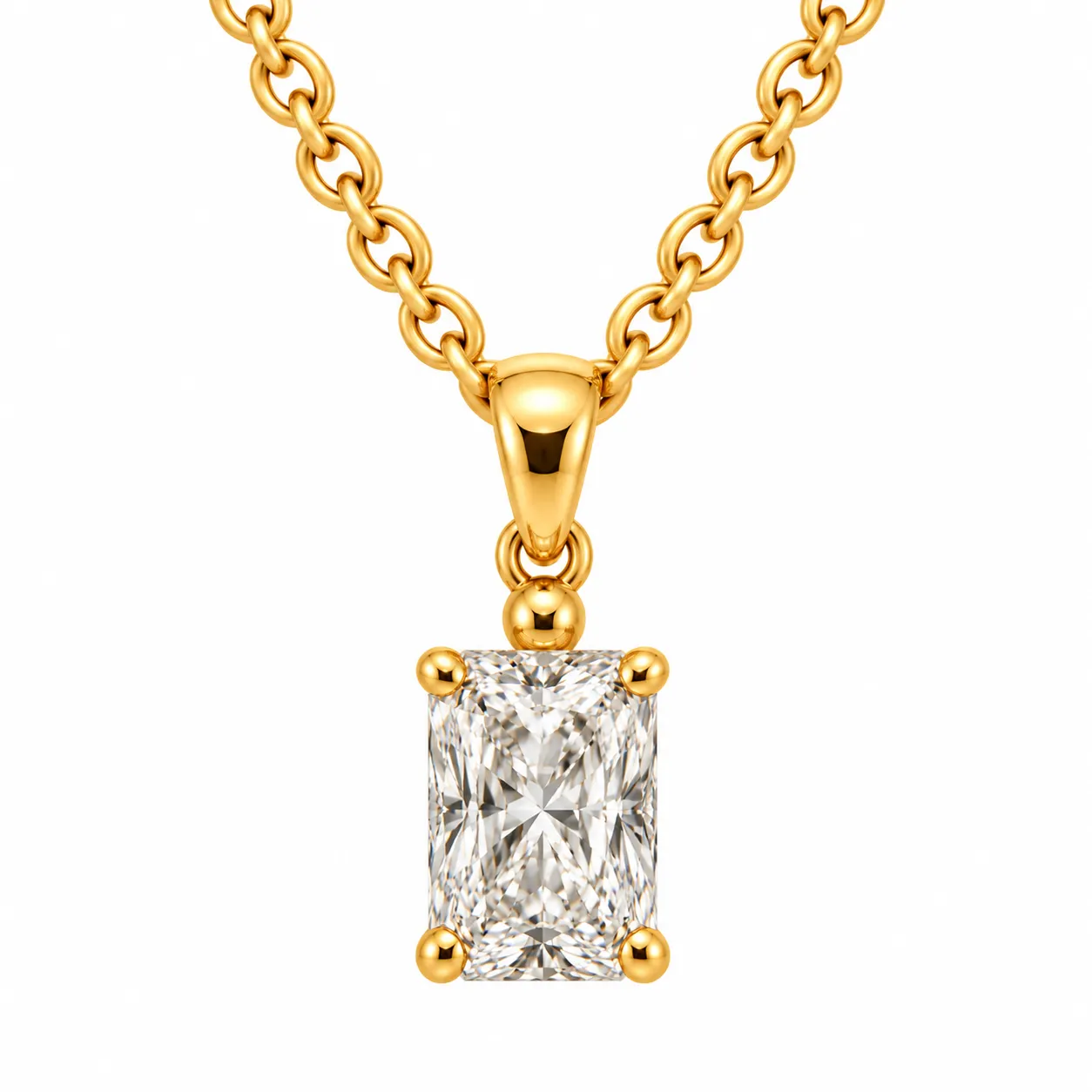 18K Gold Radiant Cut Lab Grown Diamond Solitaire Pendant 18K Gold Radiant Cut Lab Grown Diamond Solitaire Pendant for Women