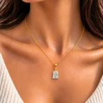 Radiant Cut Lab Grown Diamond Solitaire Pendant in Gold - Image 2