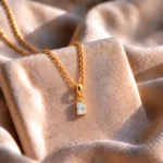 Radiant Cut Lab Grown Diamond Solitaire Pendant in Gold - Image 3