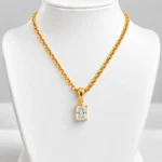 Radiant Cut Lab Grown Diamond Solitaire Pendant in Gold - Image 4