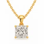 18K Gold Princess Cut Lab Grown Diamond Solitaire Pendant for Women