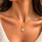 Princess Cut Lab Grown Diamond Solitaire Pendant in Gold - Image 2