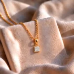 Princess Cut Lab Grown Diamond Solitaire Pendant in Gold - Image 3