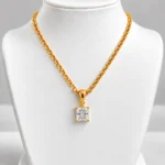 Princess Cut Lab Grown Diamond Solitaire Pendant in Gold - Image 4
