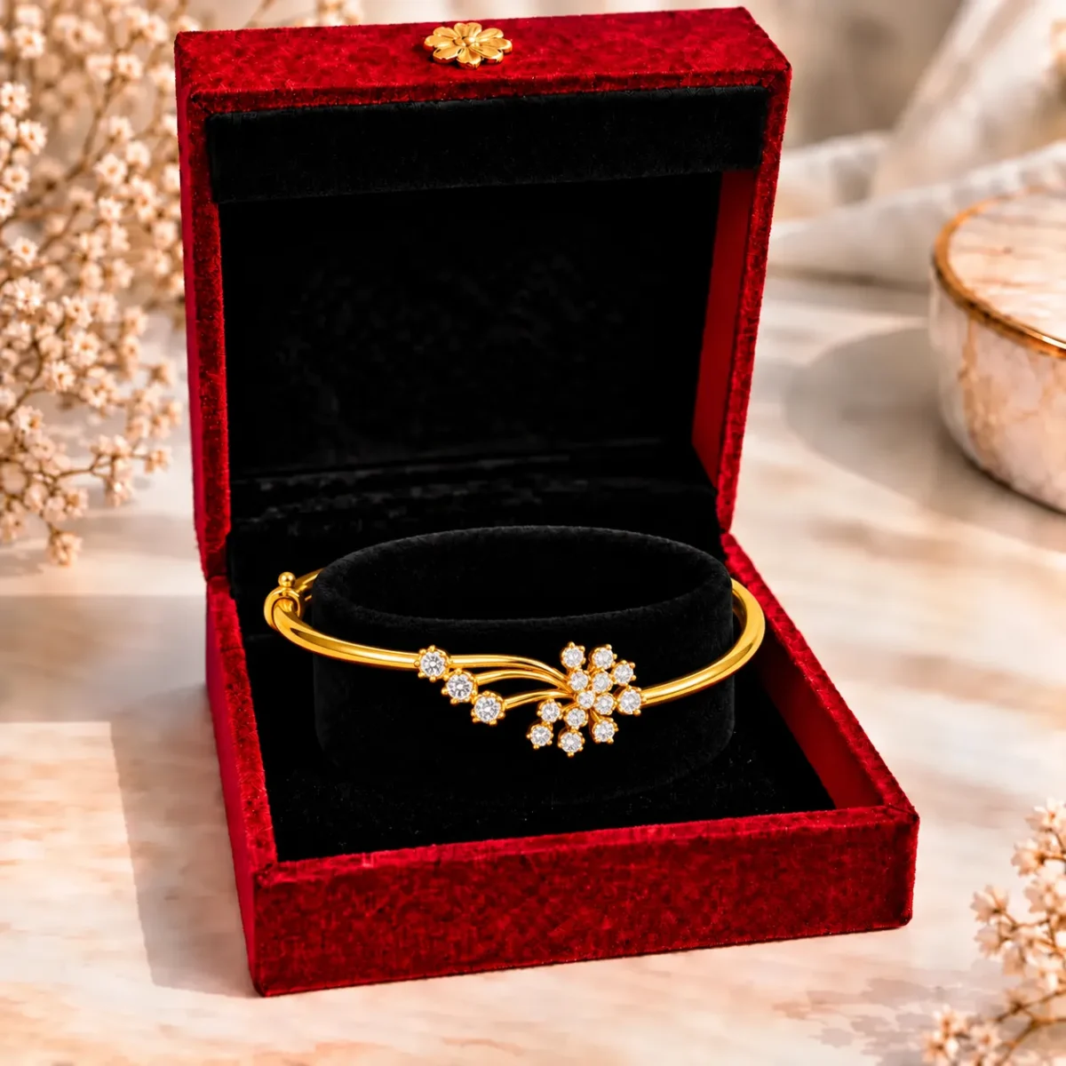 Elegant 18K Floral Vine Lab Grown Diamond Gold Bracelet for Women - Image 4