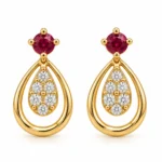 Ruby and Lab Grown Diamond Drop Earrings for Women in 18K Gold