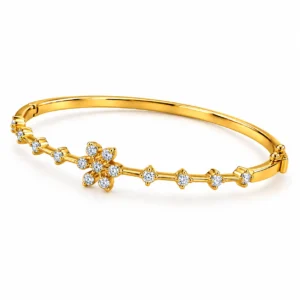 18K floral line lab grown diamond gold bracelet for women