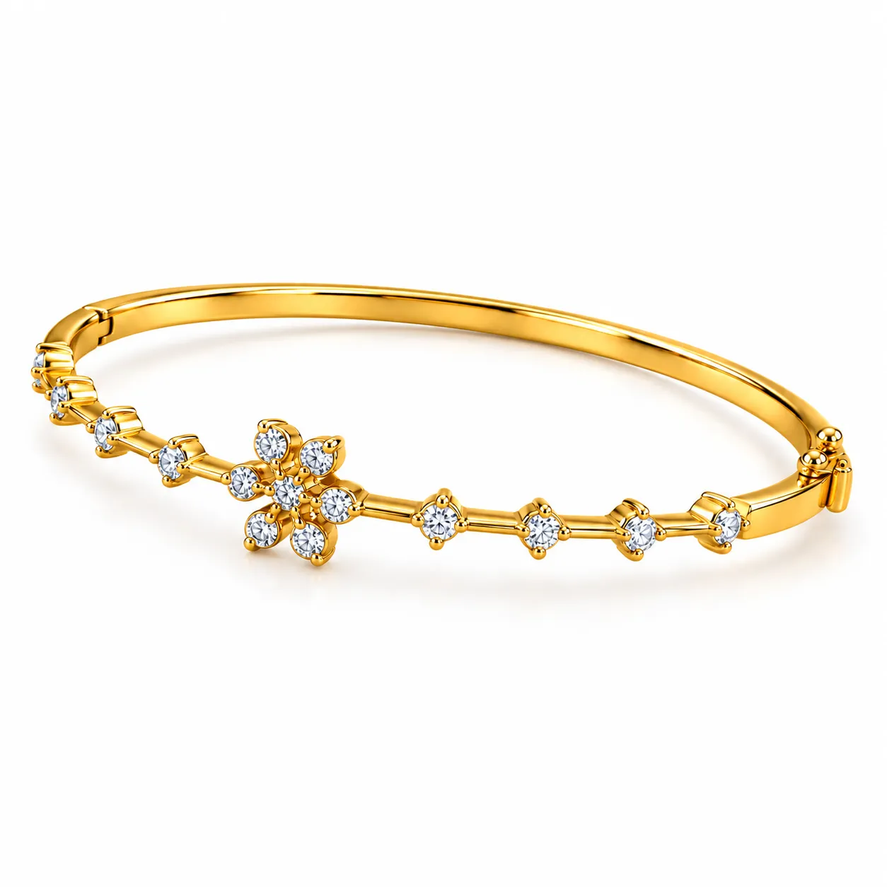 18K floral line lab grown diamond gold bracelet for women