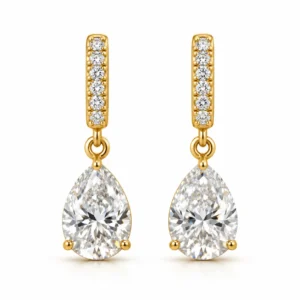Pear Cut Lab Grown Diamond Drop Earrings for Women 1.40 Carat