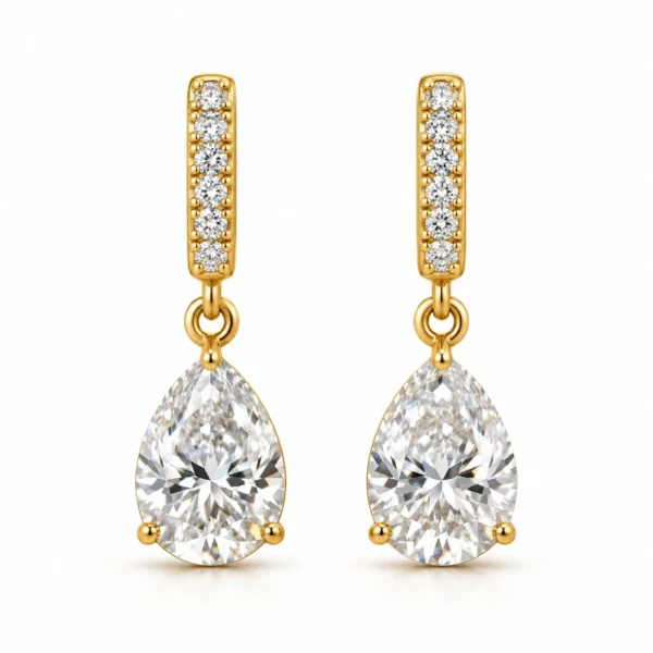 Pear Cut Lab Grown Diamond Drop Earrings for Women 1.40 Carat