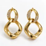 Twisted Hoop Lab Grown Diamond Drop Earrings for Women 0.40 Carat