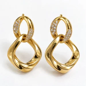 Twisted Hoop Lab Grown Diamond Drop Earrings for Women 0.40 Carat