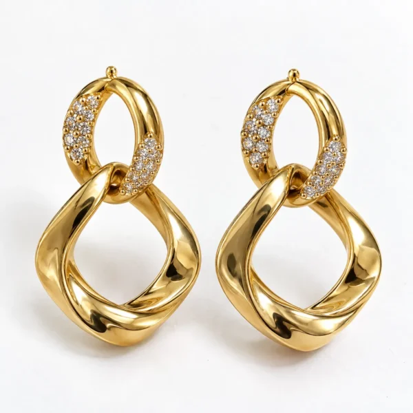 Twisted Hoop Lab Grown Diamond Drop Earrings for Women 0.40 Carat