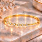 Elegant 18K Leaf Drop Lab Grown Diamond Gold Bracelet for Women - Image 3
